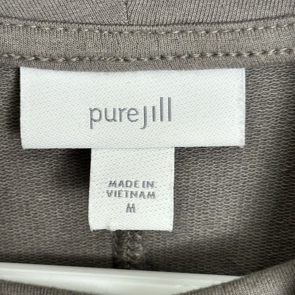 J Jill PureJill Size Medium Sweatshirt Gray Stretch Pockets Cowl neck 3/4 Sleeve - Picture 6 of 7